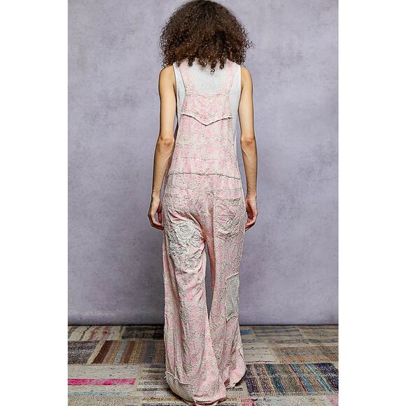 "Daisy Chain" Floral Embroidered Overalls in Pink - Picture 6 of 6